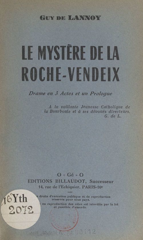 Couverture ebook de Le mystère de la Roche-Vendeix, de Guy De Lannoy