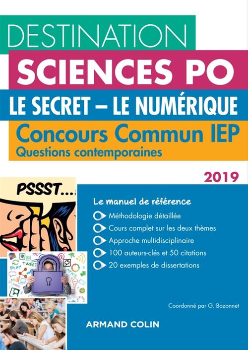 Couverture ebook de Destination Sciences Po - Le Secret, Le Numérique - Concours commun IEP, de Grégory Bozonnet