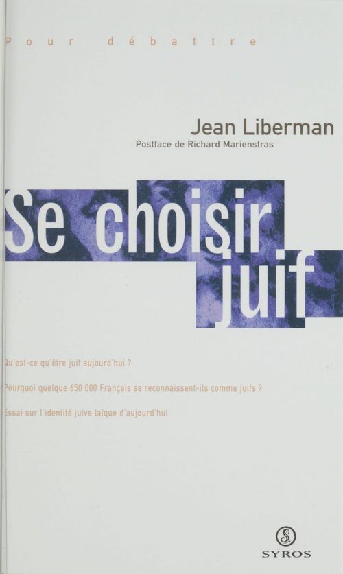 Couverture ebook de Se choisir juif, de Jean Liberman