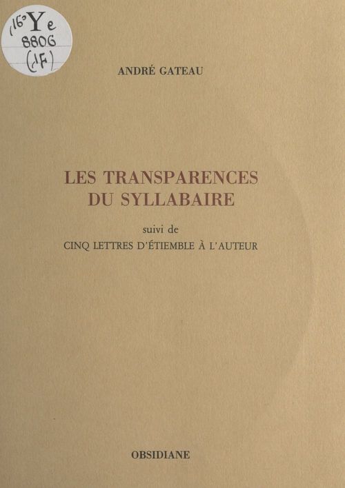 ebook cover of Les transparences du syllabaire, by Andre Gateau