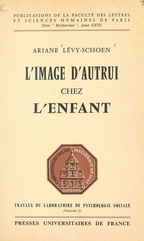 Couverture ebook de L'image d'autrui chez l'enfant, de Ariane Levy-Schoen