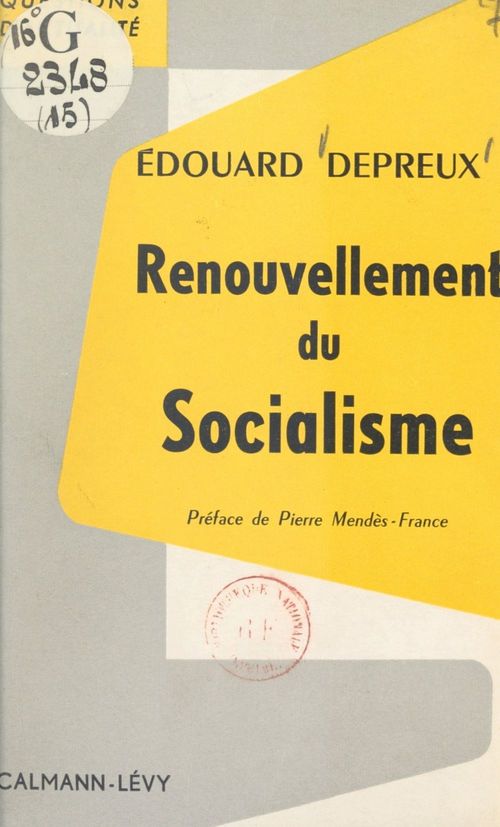 ebook cover of Renouvellement du socialisme, by Edouard Depreux