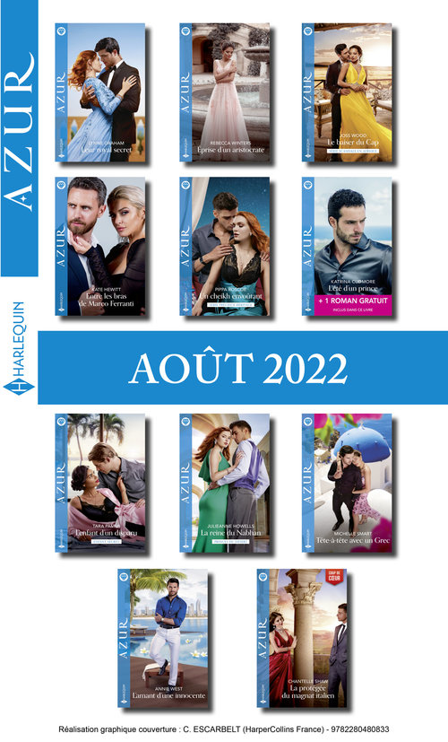 Couverture ebook de Pack mensuel Azur - 11 romans + 1 gratuit (Août 2022), de Collectif