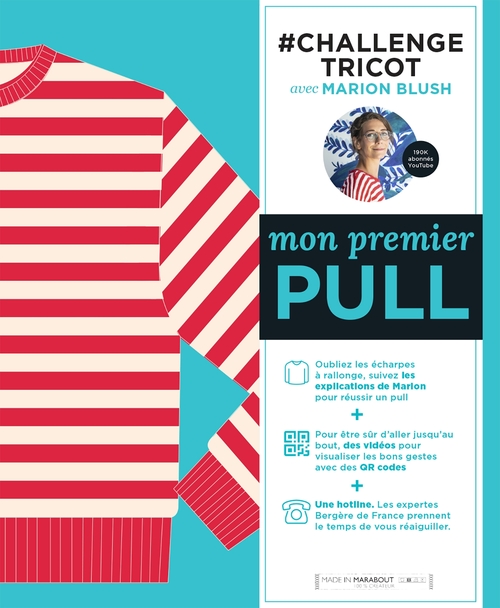 Couverture ebook de Challenge Tricot : Mon premier pull, de Marion Blush