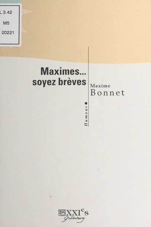 ebook cover of Maximes... soyez brèves, by Maxime Bonnet