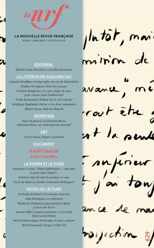 ebook cover of La Nouvelle Revue Française N° 629 (mars 2018), by La Nouvelle Revue Francaise
