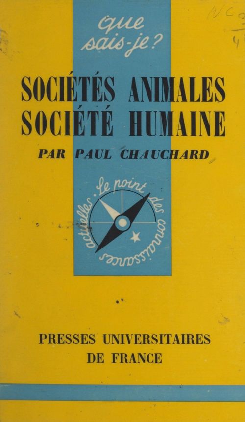 Couverture ebook de Sociétés animales, société humaine, de Paul Chauchard