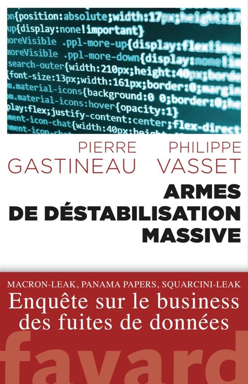 Couverture ebook de Armes de déstabilisation massive, de Philippe Vasset