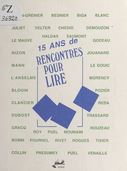Couverture ebook de 15 ans de «Rencontres pour lire», de Collectif