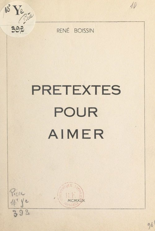 Couverture ebook de Prétextes pour aimer, de Rene Boissin