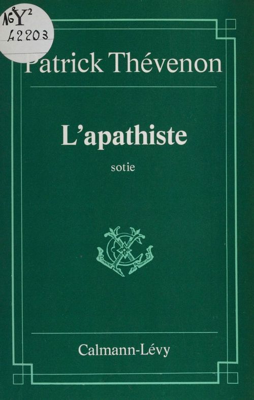 Couverture ebook de L'Apathiste, de Patrick Thevenon