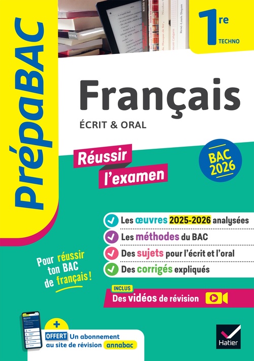 Couverture ebook de Prépabac - Français 1re technologique Bac de français 2026 (écrit & oral), de Hélène Bernard, Denise Maréchal, Sophie Saulnier, Swann Spies, Bérangère Touet, Laure Warot