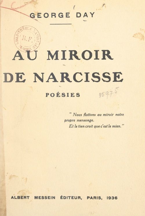 ebook cover of Au miroir de Narcisse, by George Day