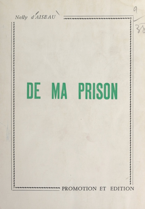 Couverture ebook de De ma prison, de Nelly D'Aiseau