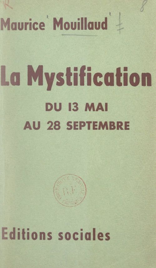 Couverture ebook de La mystification, de Maurice Mouillaud