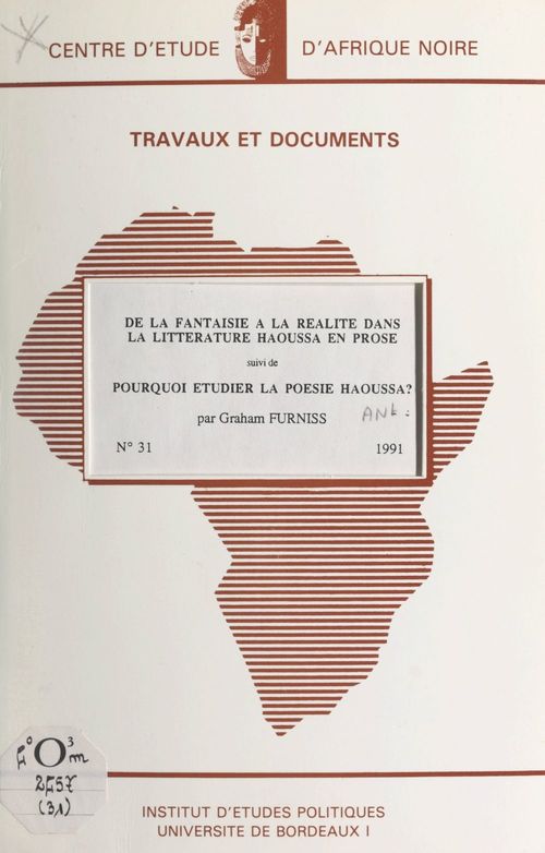 Couverture ebook de De la fantaisie à la réalité dans la littérature Haoussa en Prose, de Graham Furniss