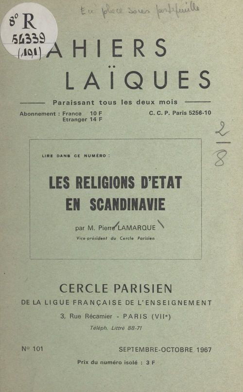 ebook cover of Les religions d'État en Scandinavie, by Pierre Lamarque