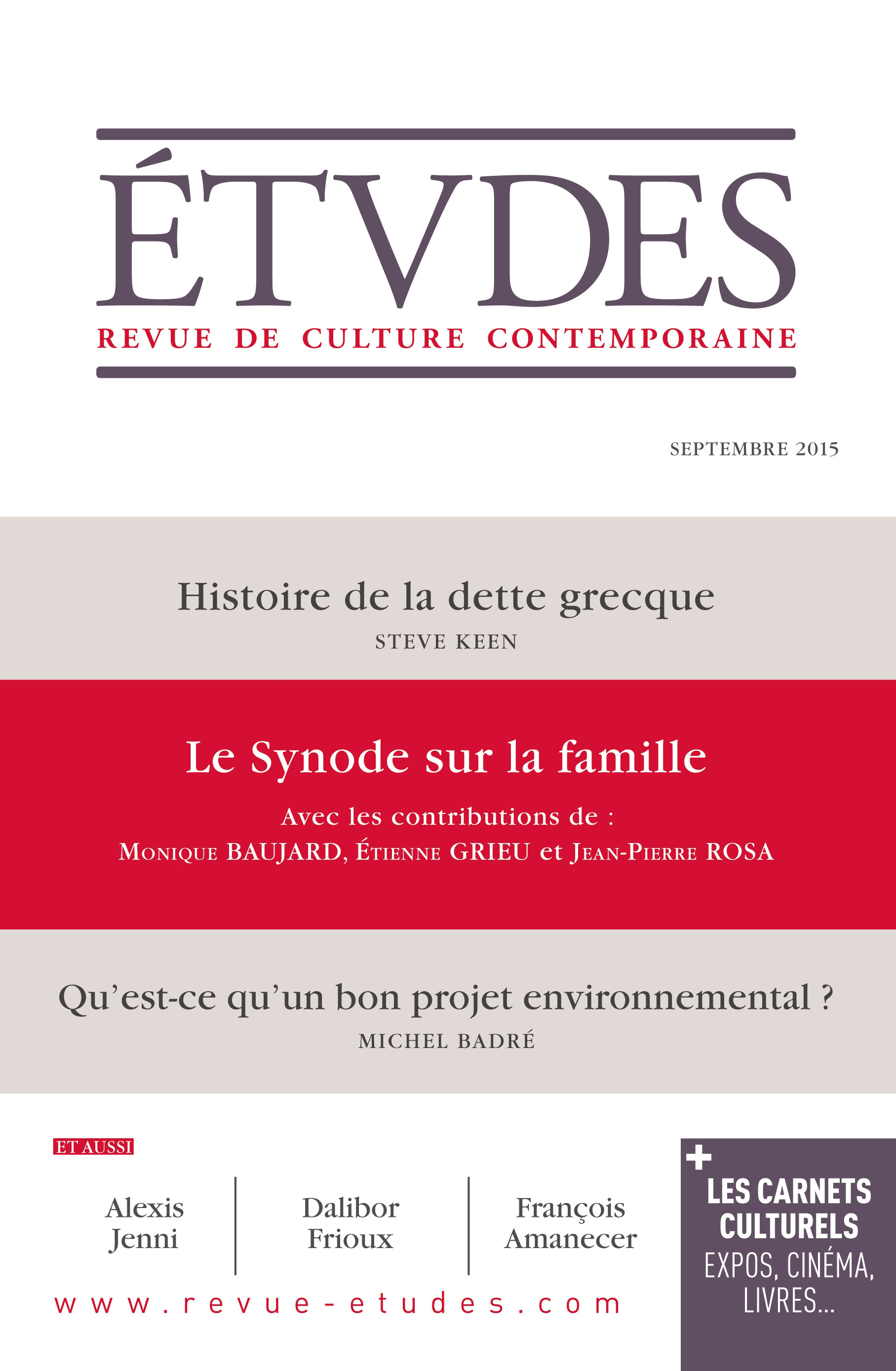 ebook cover of Etudes Septembre 2015, by Collectif