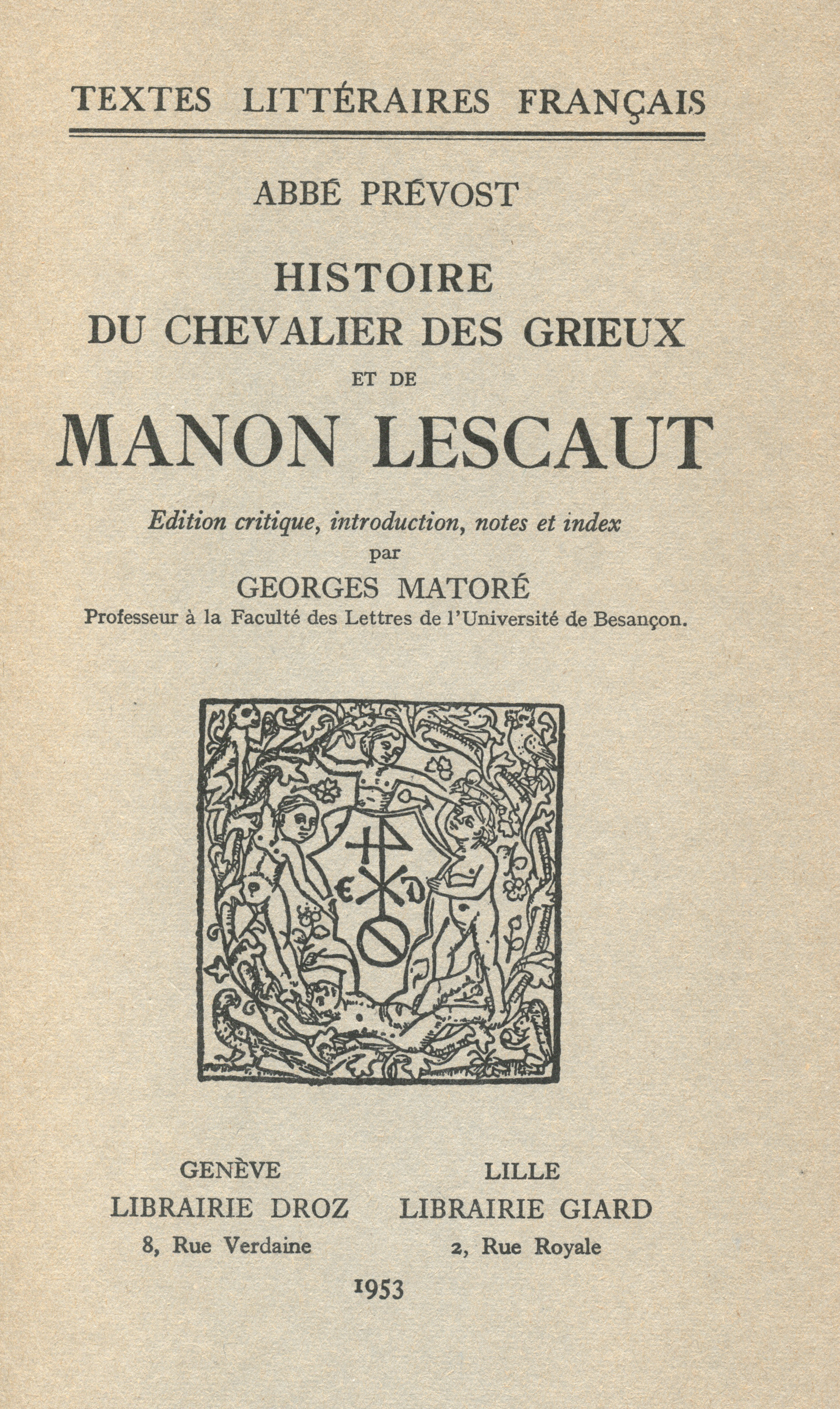 Couverture ebook de Histoire du Chevalier Des Grieux et de Manon Lescaut, de Pr Vost Abb