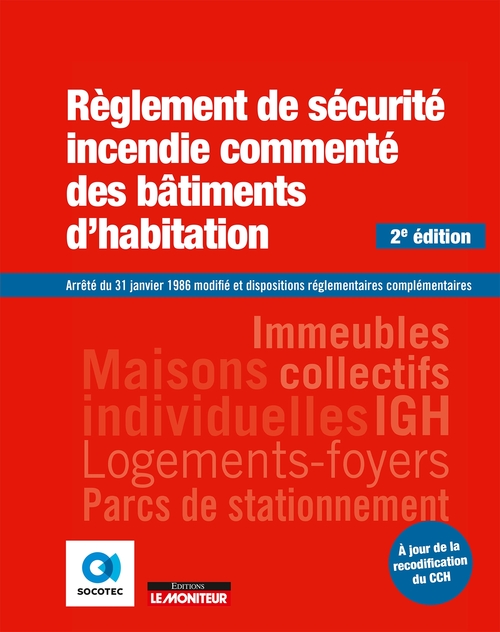 Couverture ebook de Règlement de sécurité incendie commenté des bâtiments d'habitation, de Socotec