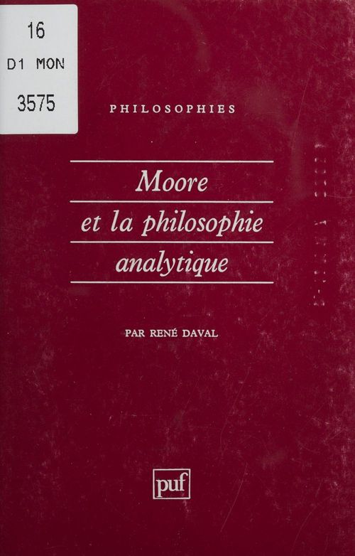 Couverture ebook de Moore et la philosophie analytique, de René Daval
