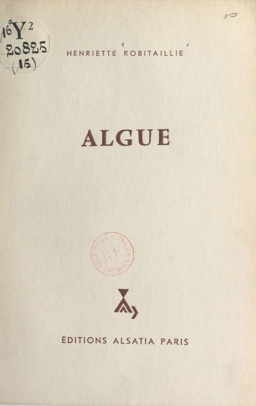 Couverture ebook de Algue, de Henriette Robitaillie