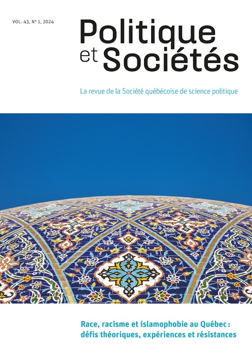 Couverture ebook de Politique et Sociétés. Vol. 43 No. 1, 2024, de Khaoula Zoghlami, Krista Melanie Riley, Leila Bdeir, Michael Seguin, Philippe Nemeh-Nombre, Saaz Taher, Sebastien Arcand