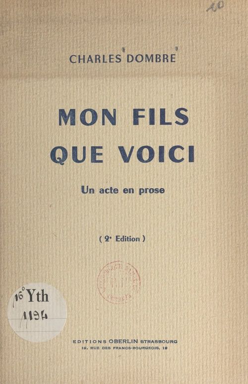 ebook cover of Mon fils que voici, by Charles Dombre
