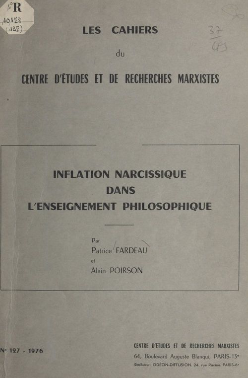 ebook cover of Inflation narcissique dans l'enseignement philosophique, by Alain Poirson, Patrice Fardeau