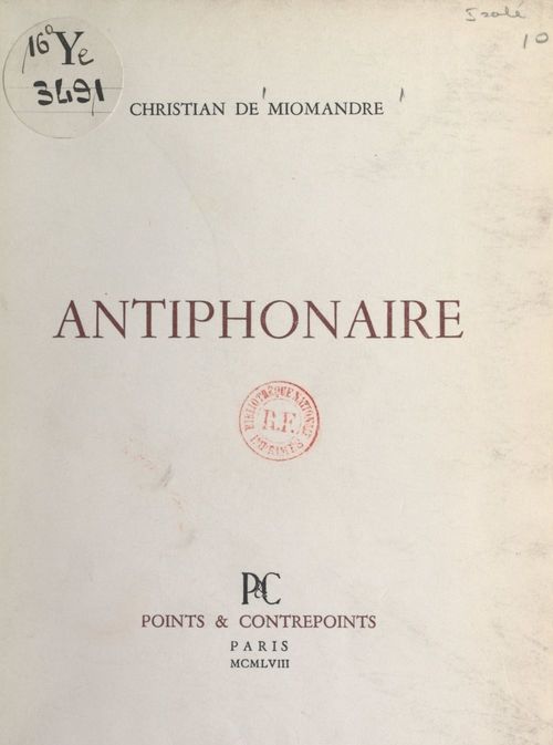 Couverture ebook de Antiphonaire, de Christian De Miomandre