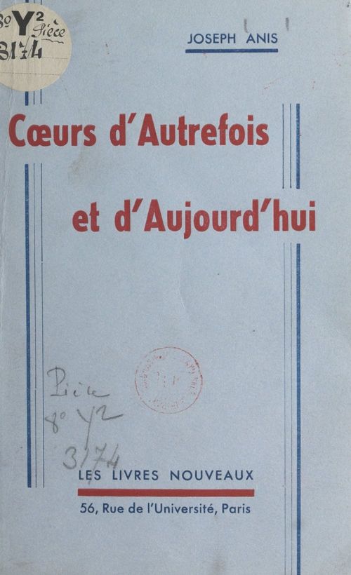 ebook cover of Coeurs d'autrefois et d'aujourd'hui, by Joseph Anis