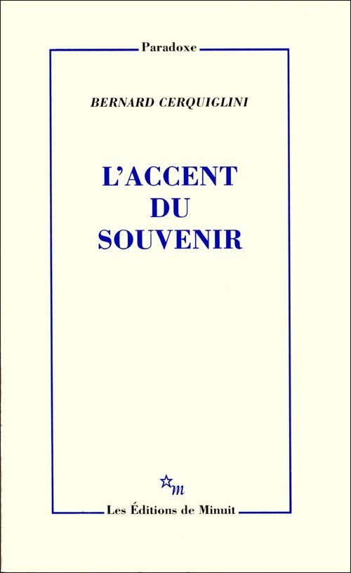 ebook cover of L'Accent du souvenir, by Bernard Cerquiglini