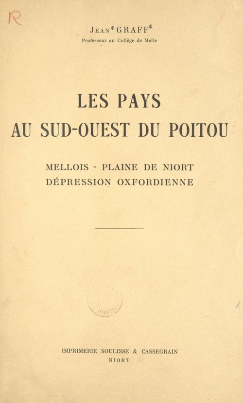 Couverture ebook de Les pays au Sud-Ouest du Poitou, de Jean Graff