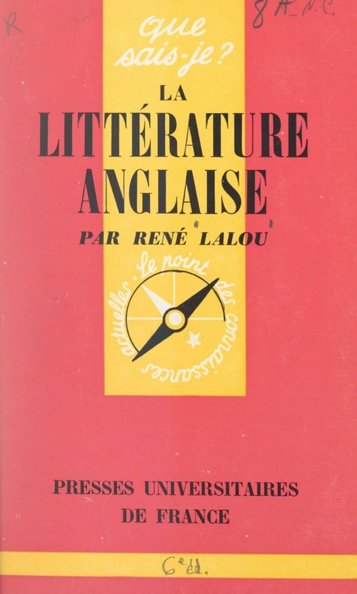 Couverture ebook de La littérature anglaise, de Rene Lalou