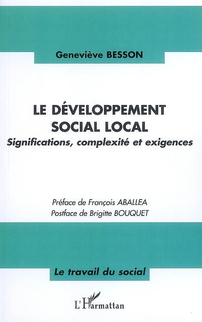Couverture ebook de Le développement social local, de Geneviève Besson