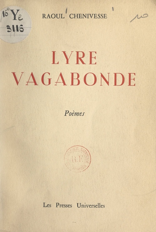 Couverture ebook de Lyre vagabonde, de Raoul Chenivesse
