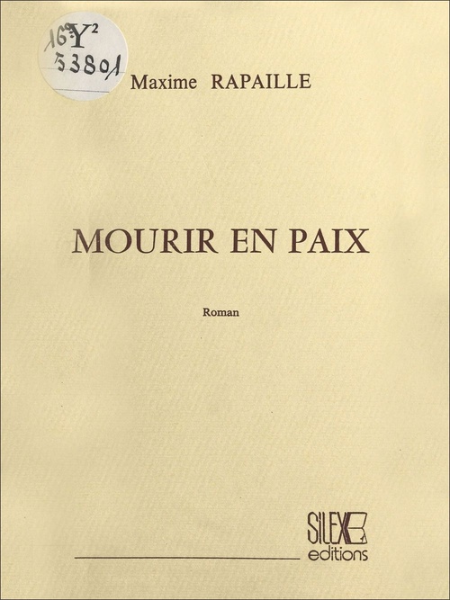 Couverture ebook de Mourir en paix, de Maxime Rapaille