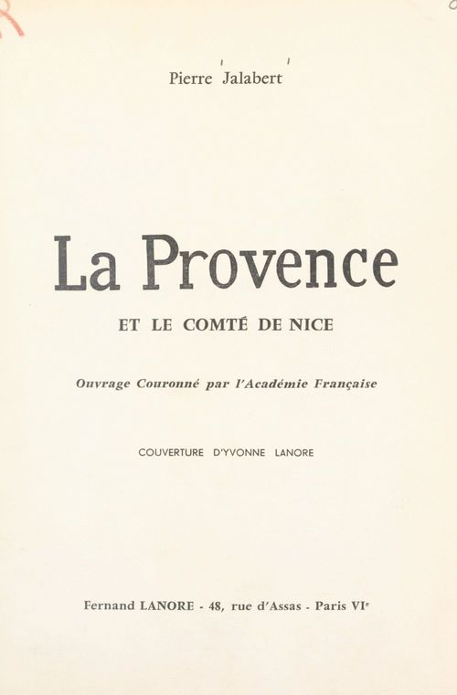 ebook cover of La Provence et le comté de Nice, by Pierre Jalabert