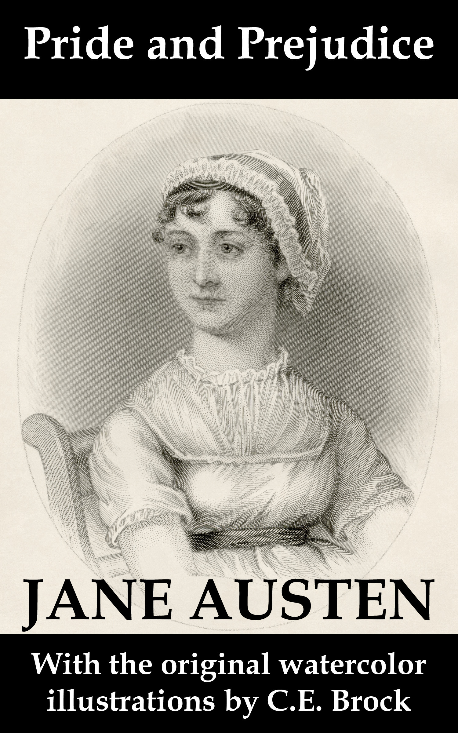 Couverture ebook de Pride and Prejudice (with the original watercolor illustrations by C.E. Brock), de Jane Austen