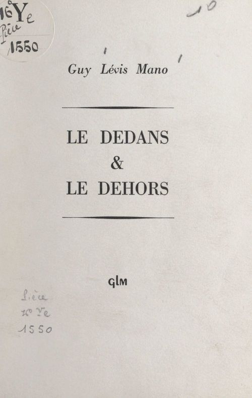 ebook cover of Le dedans et le dehors, by Guy Levis Mano