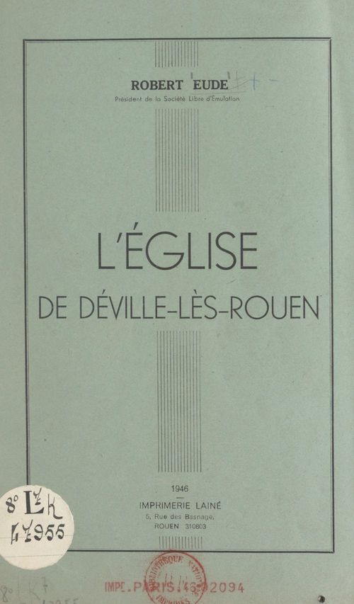 Couverture ebook de L'église de Déville-lès-Rouen, de Robert Eude