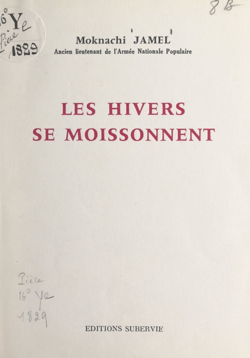 Couverture ebook de Les hivers se moissonnent, de Moknachi Jamel