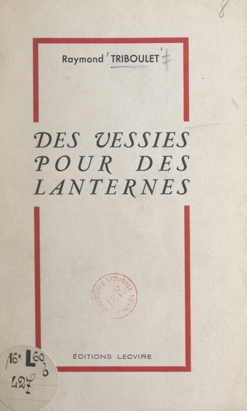 ebook cover of Des vessies pour des lanternes, by Raymond Triboulet
