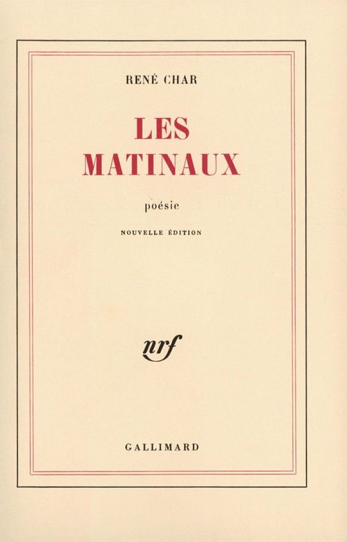 ebook cover of Les Matinaux, by René Char