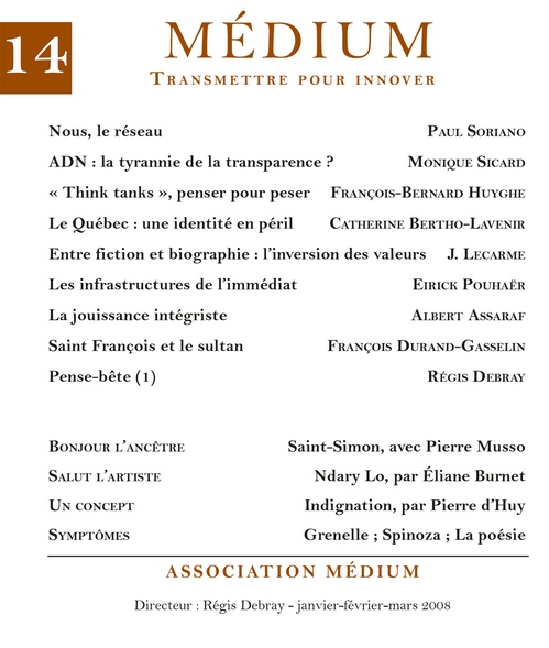 Couverture ebook de Médium n°14, janvier-mars 2008, de Collectif