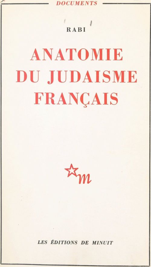 Couverture ebook de Anatomie du judaïsme français, de Rabi