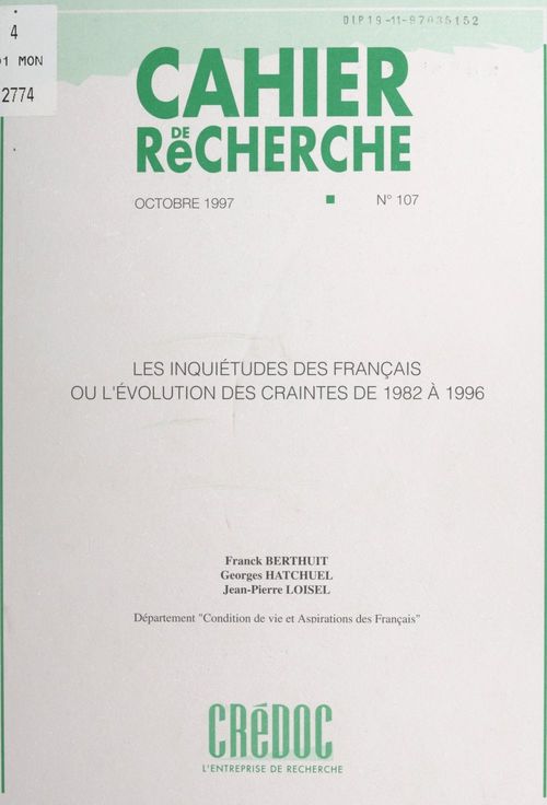 Couverture ebook de Les inquiétudes des Français, de Franck Berthuit, Georges Hatchuel, Jean-Pierre Loisel