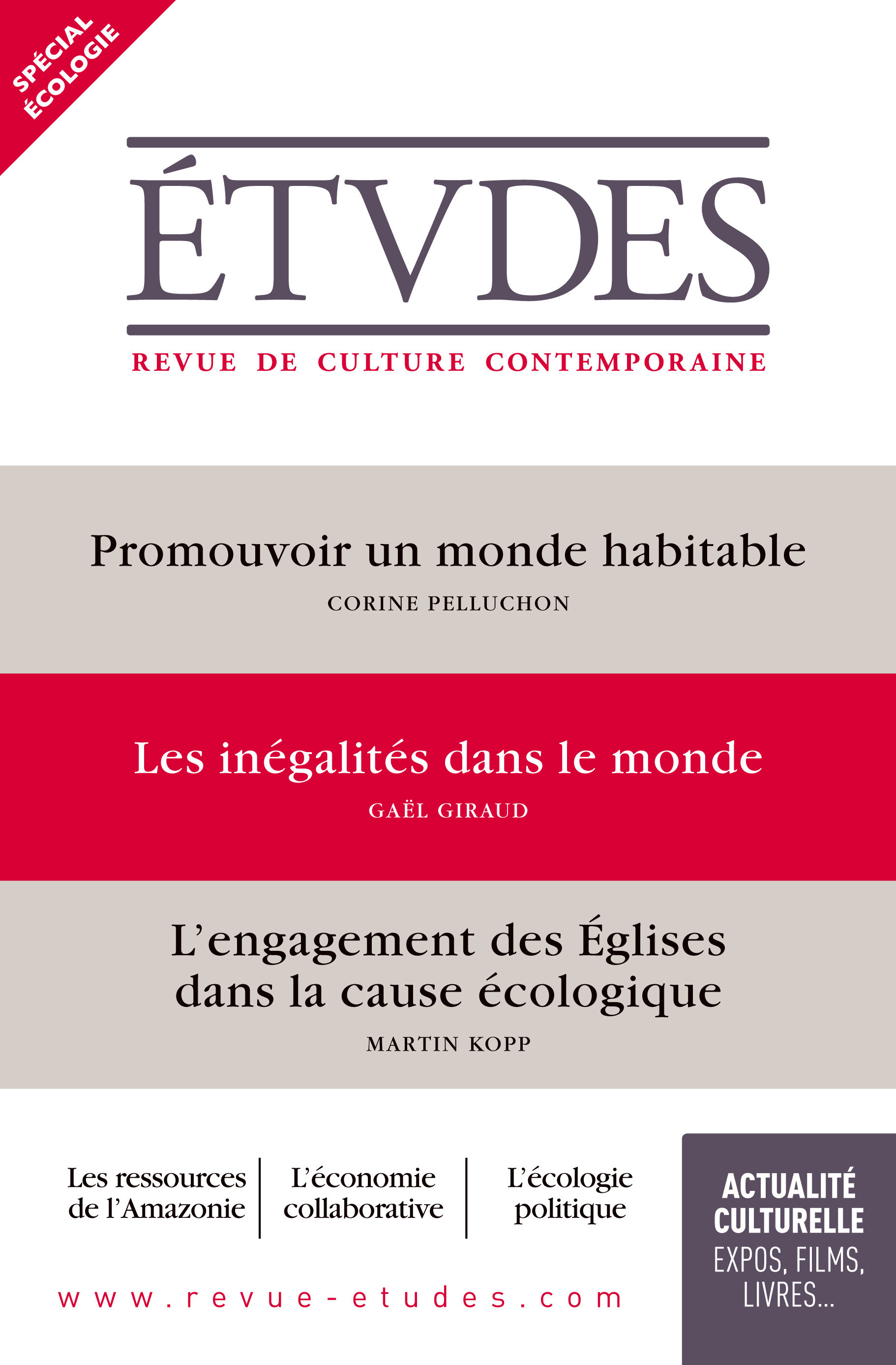 Couverture ebook de Revue Etudes : spécial écologie, de Revue études