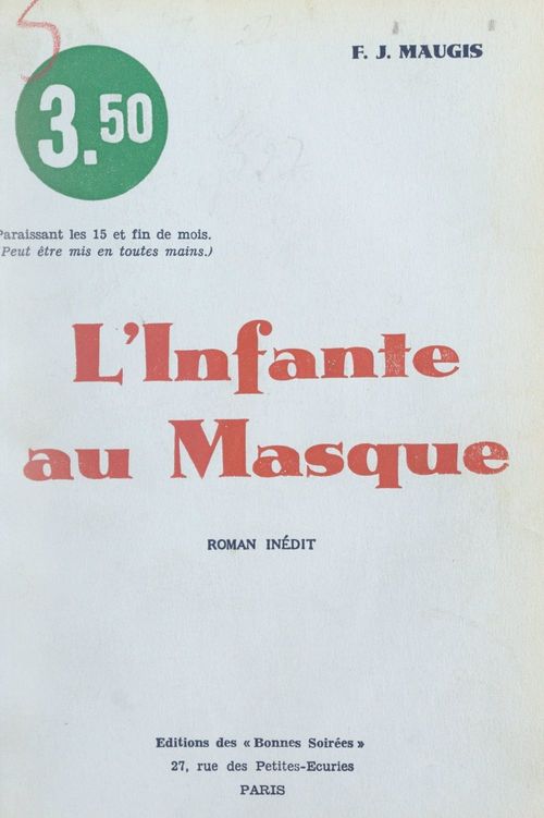 Couverture ebook de L'infante au masque, de F. J. Maugis