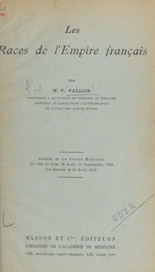 ebook cover of Les races de l'Empire français, by Henri Victor Vallois